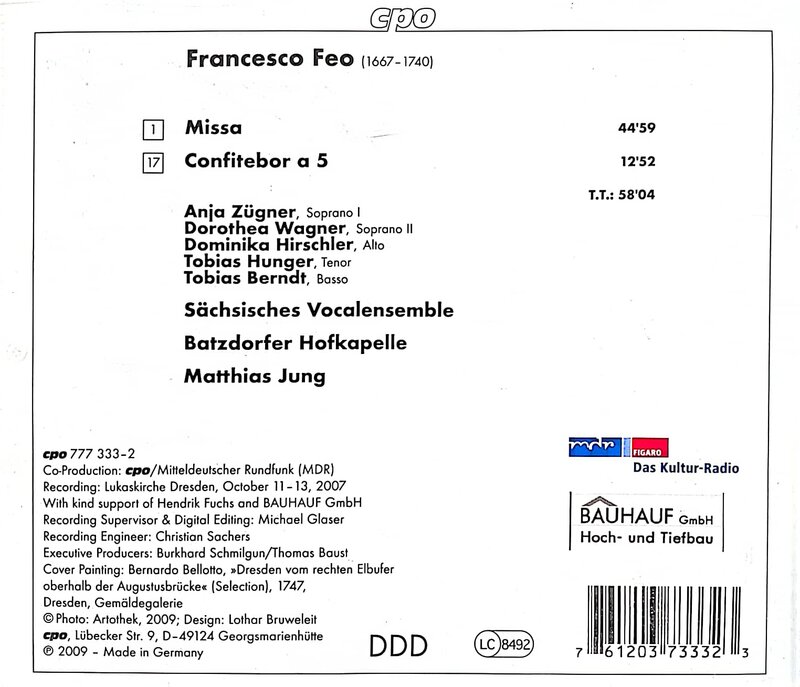 Back-Cover: 'Francesco Feo: Missa'