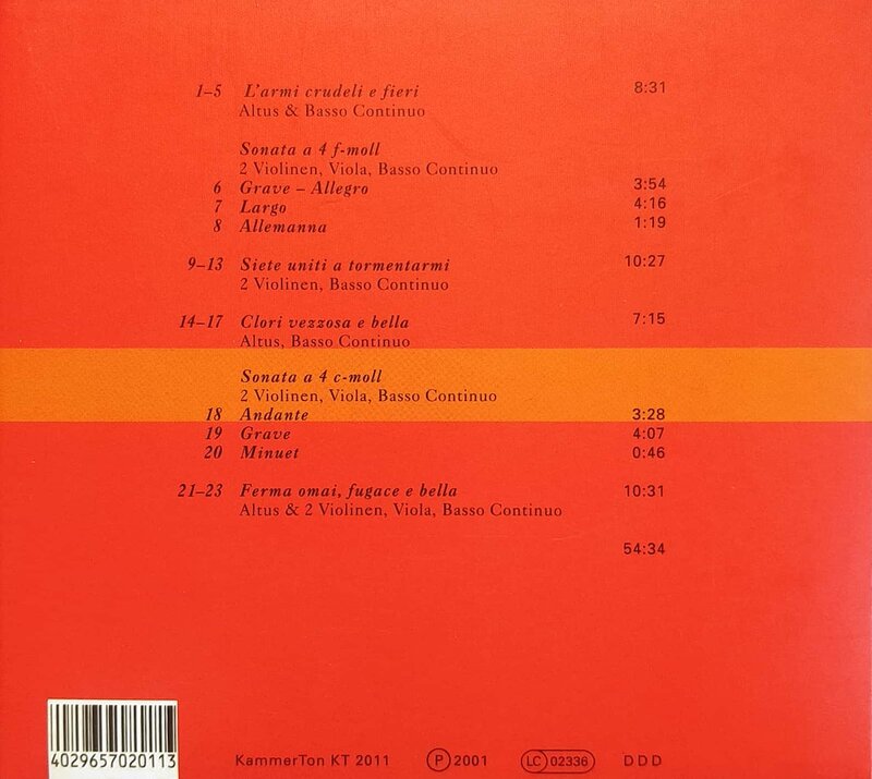Back-Cover: 'Alessandro Scarlatti: 4 Kantaten'